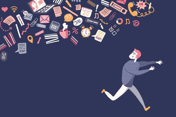 infodemia - persona che scappa dalle informazioni