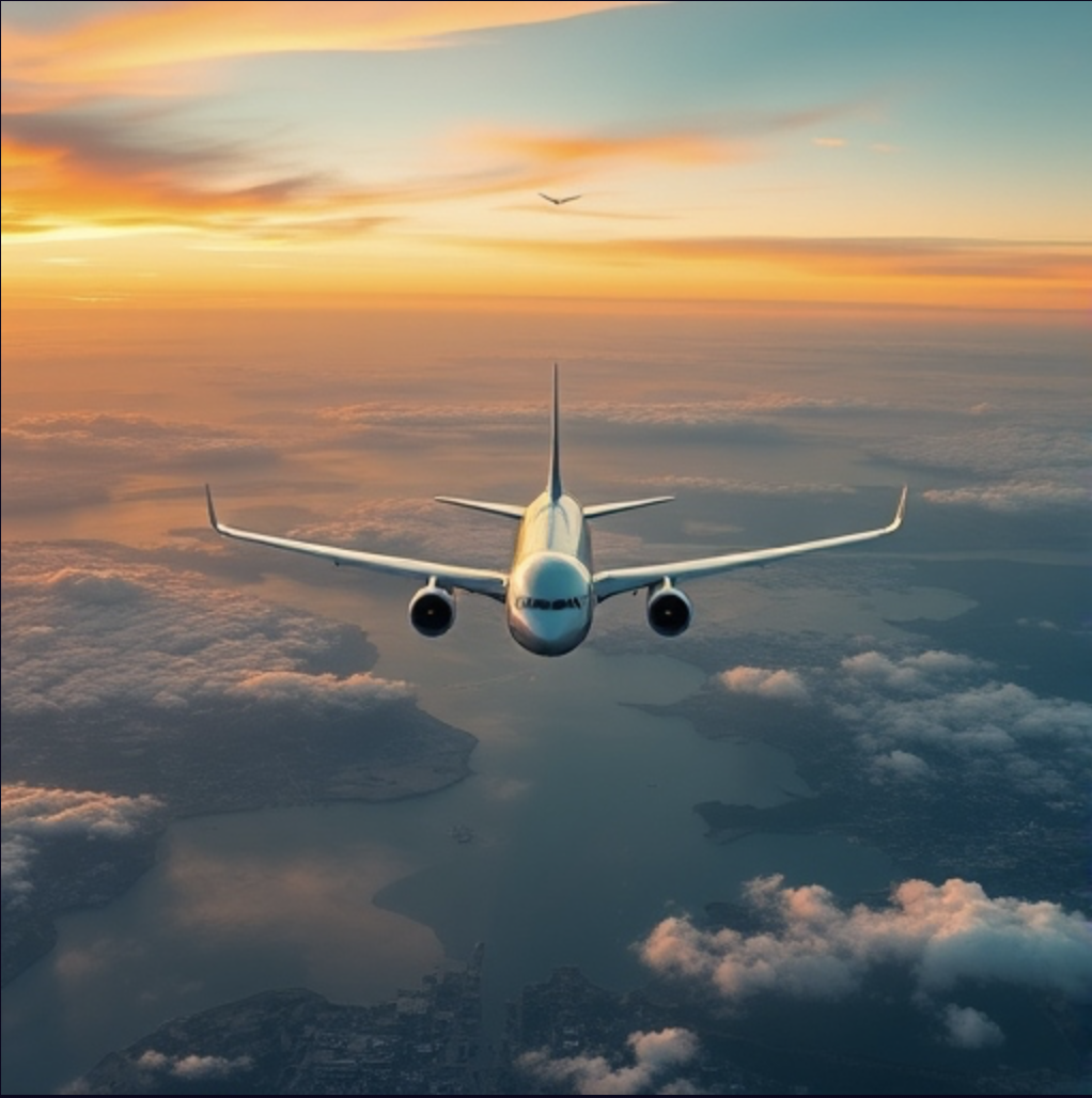 Un aereo in volo sopra le nuvole, simbolo del viaggio come creazione di ponti tra culture